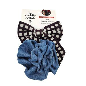 Cuddle Collab Pet Collar Slides Bow Flower Set Never Used Animal Accessory